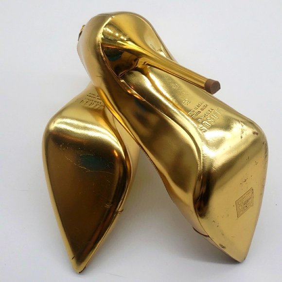 VERSUS VERSACE GOLD 3 1/2 INCH HEELS SIZE 39 COLOR GOLD 100% AUTHENTIC NEW - Picture 8 of 10